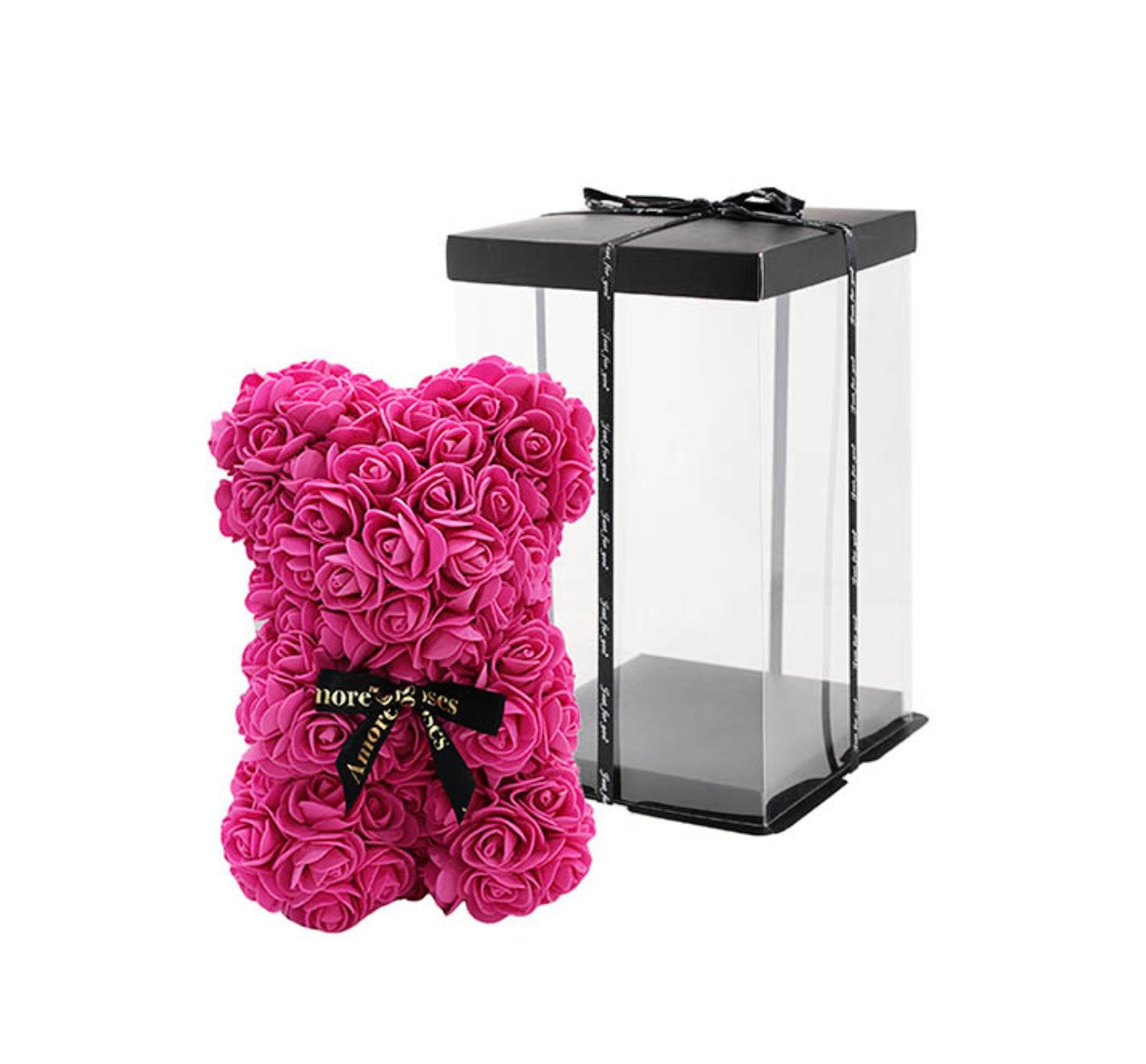 Rose Bear w Black Bow