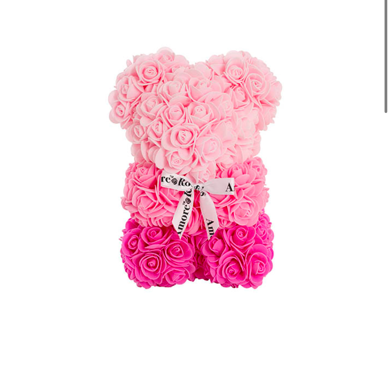 Amore Rose Bear w White Bow Gradation Ombre Pink