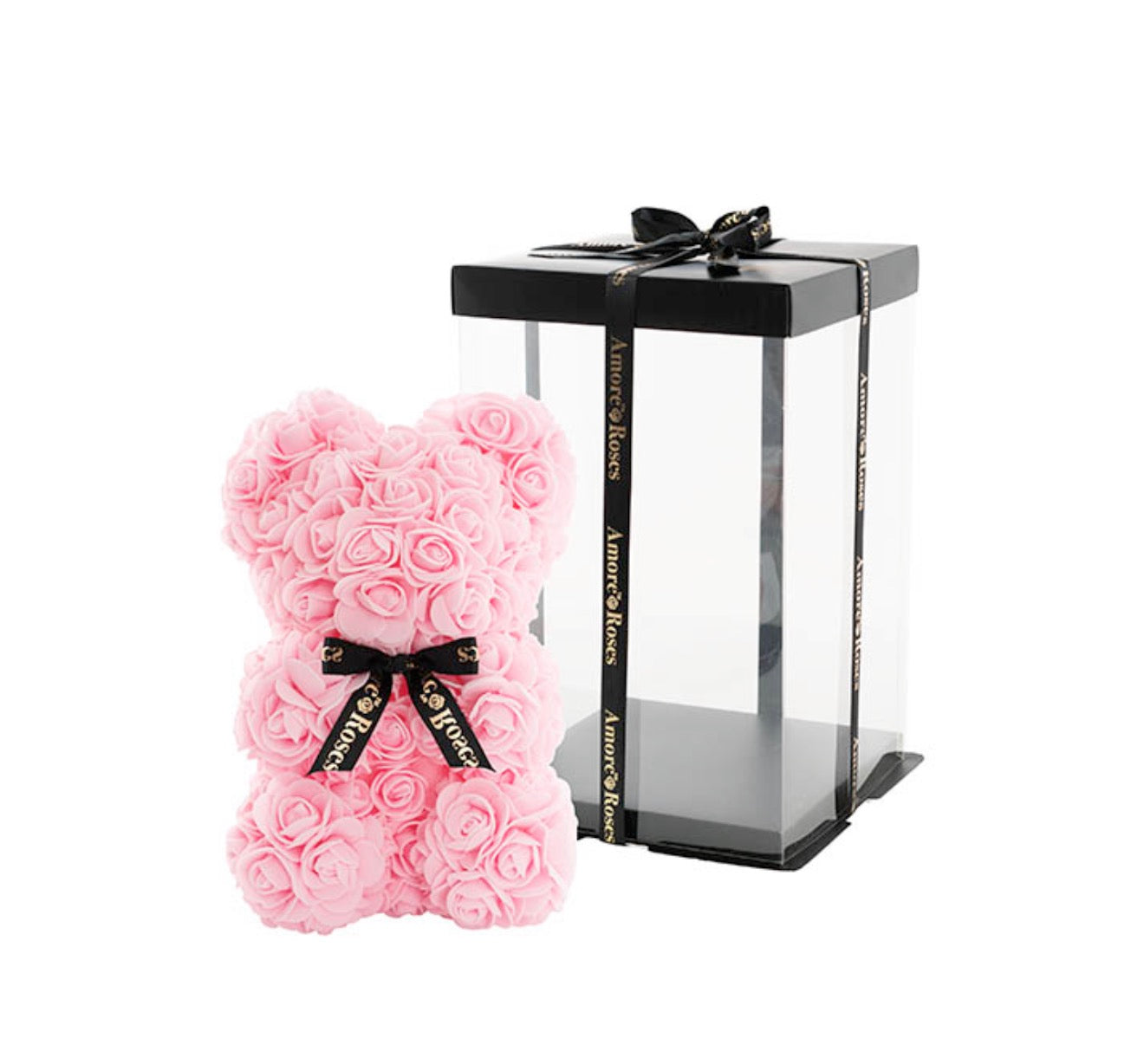 Rose Bear w Black Bow