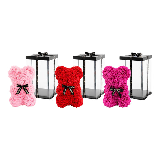 Rose Bear w Black Bow