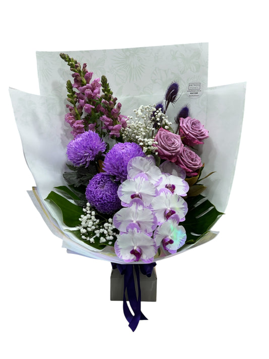 Stella -  Elegant Purple Orchid & Rose Bouquet