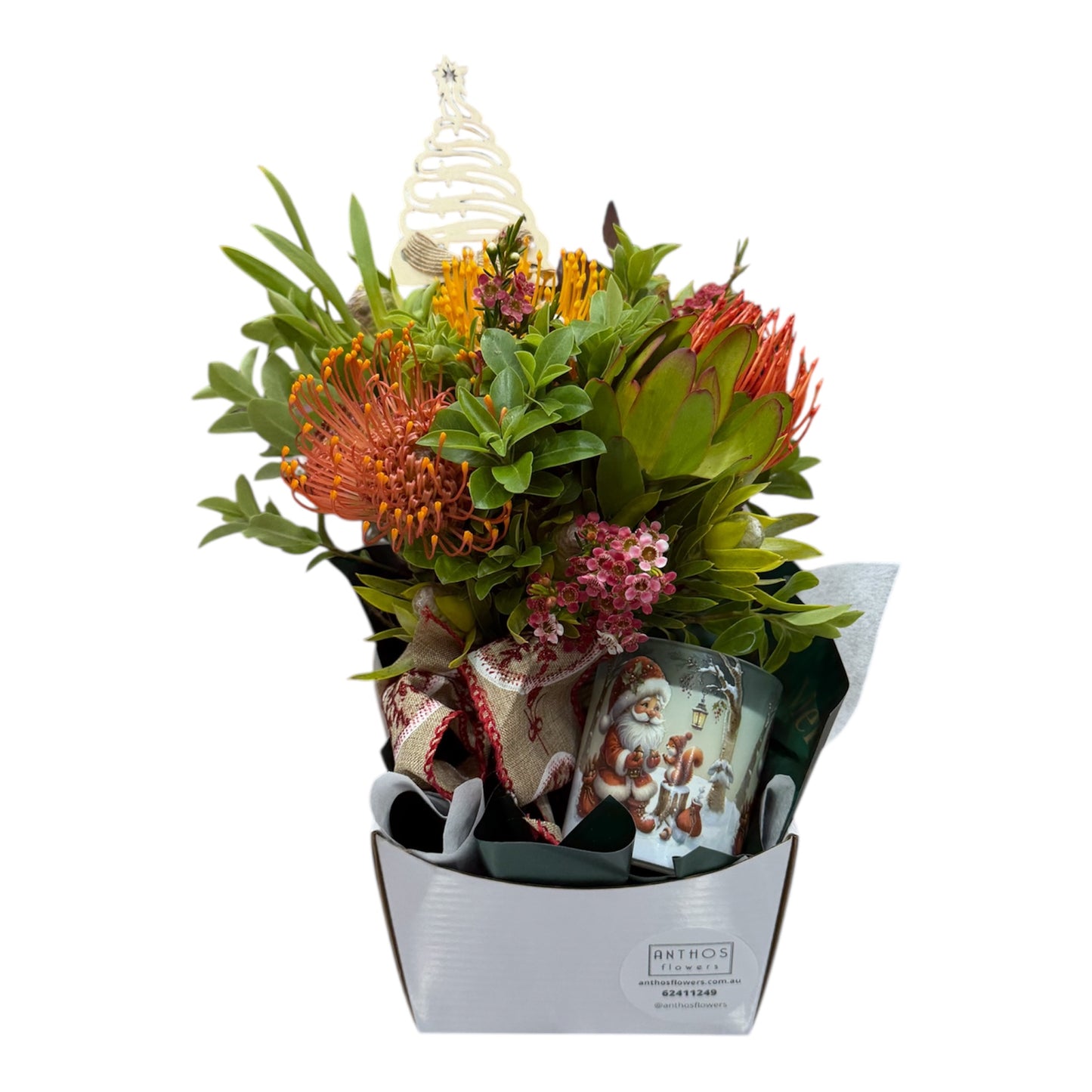 Christmas Native Posy Jar With Candle