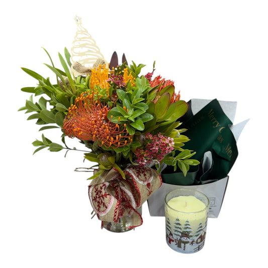 Christmas Native Posy Jar With Candle