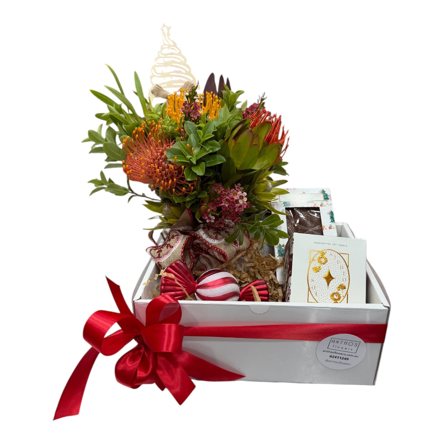 Christmas Native Posy Jar - with Candle & Chocolate