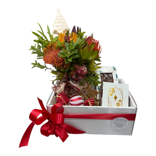 Christmas Native Posy Jar - with Candle & Chocolate