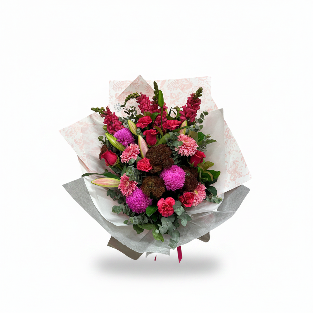 Large Bright Pink Bouquet on a pure white background