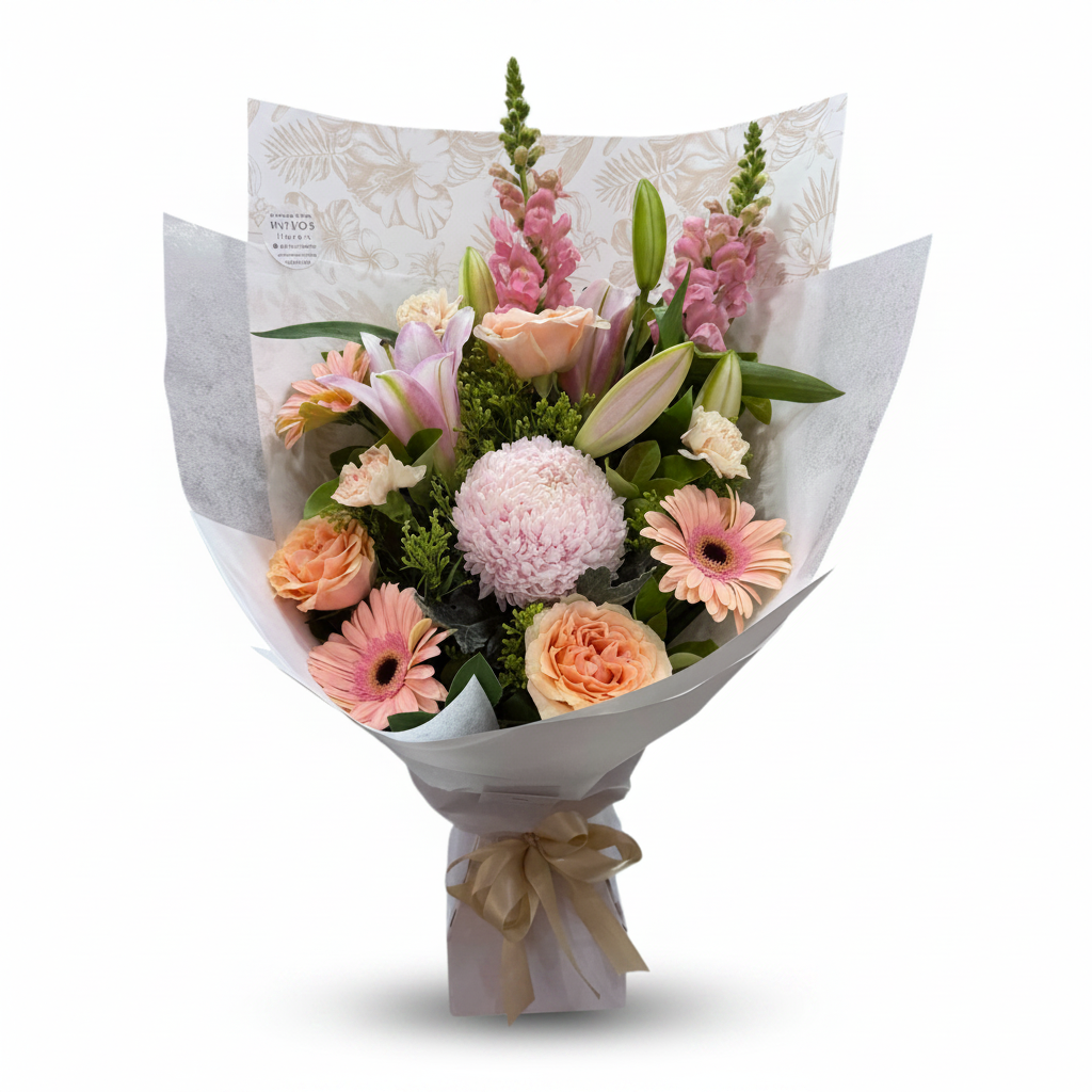 Peach Fuzz bouquet on a pure white background