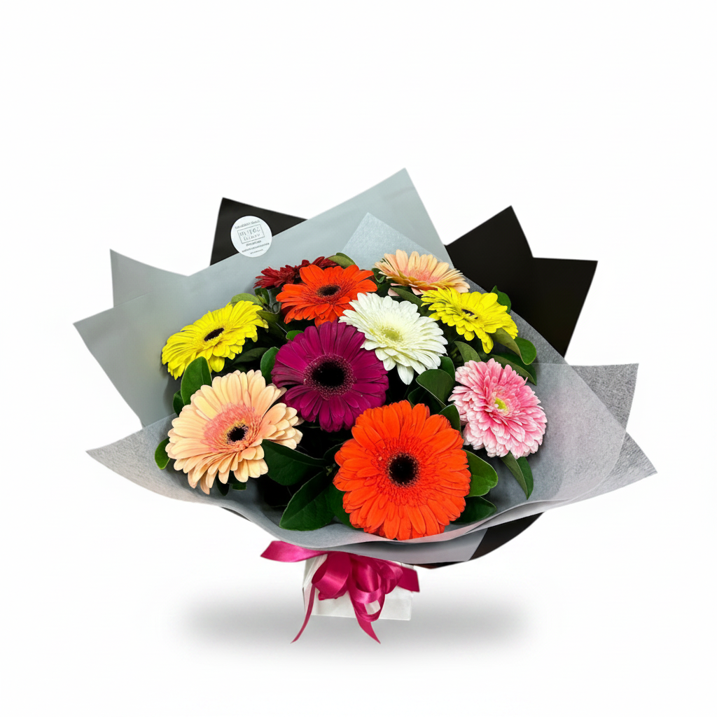 Mixed Gerbera Bouquet on a pure white background