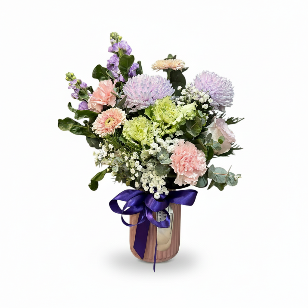 Seasonal Jar Bouquet on a pure white background