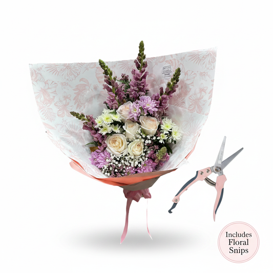 Cute Flower Care Collection — Cute Mixed Bouquet with premium pink floral snips