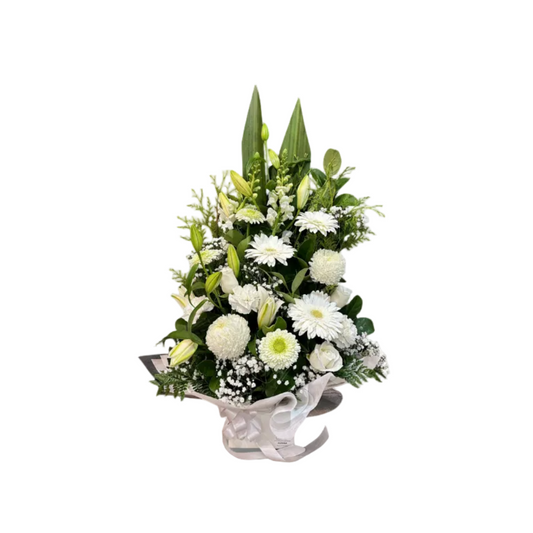 White Elegance floral arrangement on a pure white background